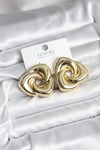 Pirinç Gold Renk Geometrik Vintage Kadın Küpe