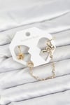 Pirinç Gold Renk Yılan Model Zincir Bağlantılı Ear Cuff Küpe Seti
