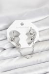 Pirinç Gümüş Renk Yılan Model Zincir Bağlantılı Ear Cuff Küpe Seti