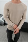WAFFLE UZUN REGLAN KOLLU SWEAT BEJ