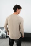 WAFFLE UZUN REGLAN KOLLU SWEAT BEJ
