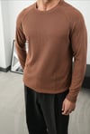 WAFFLE UZUN REGLAN KOLLU SWEAT KAHVE
