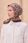Çiçek Desen Acı Kahve Premium Soft Eşarp 11 - 13