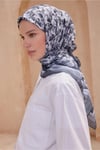Çiçek Desen Gri Premium Soft Eşarp 11 - 14