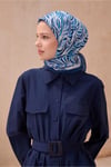 Çiçek Desen Mavi Premium Soft Eşarp 8 - 13