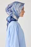 Çiçek Desen Saks Premium Soft Eşarp 2 - 05