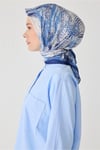Çiçek Desen Saks Premium Soft Eşarp 2 - 05