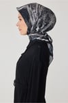 Çiçek Desen Siyah Premium Soft Eşarp 2 - 02