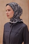 Çiçek Desen Siyah Premium Soft Eşarp 8 - 02