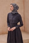 Çiçek Desen Siyah Premium Soft Eşarp 8 - 02
