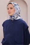 Fresh Çiçek Desen Mavi Modal Eşarp 2100 - 35