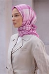 Fresh Kazayağı Deseni Pembe Nova Eşarp 1000 - 16