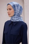 Fresh Kazayağı Deseni Soğuk Mavi Nova Eşarp 1000 - 21