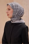 Geometrik Desen Siyah Beyaz Premium Soft Eşarp 12 - 01