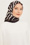 İpek Eşarp Nostalji - 8274-01 Siyah Krem Zebra Twill