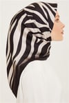 İpek Eşarp Nostalji - 8274-01 Siyah Krem Zebra Twill