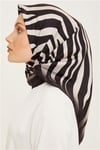 İpek Eşarp Nostalji - 8274-01 Siyah Krem Zebra Twill