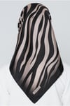 İpek Eşarp Nostalji - 8274-02 Siyah Vizon Zebra Twill