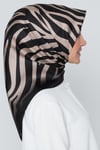 İpek Eşarp Nostalji - 8274-02 Siyah Vizon Zebra Twill