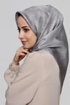 İpek Eşarp Nostalji - 8333-08 Açık Gümüş Twill