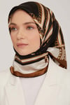 İpek Eşarp Nostalji Twill 8845DS-02 Geometrik Desen SİYAH-GOLD