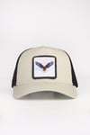 Kartal Logolu Bej-Siyah Trucker Şapka