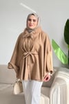 Alis Kürk Detaylı Panço | Kahve