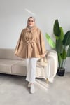 Alis Kürk Detaylı Panço | Kahve