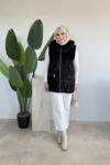 Angora Kürk Yelek | Siyah