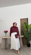 Asimetrik Yaka Çizgili Gömlek- Bordo