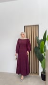 Bel Detaylı Taşlı Abaya -Bordo