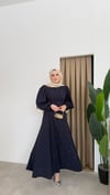 Bel Detaylı Taşlı Abaya -Lacivert