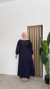 Bel Detaylı Taşlı Abaya -Lacivert