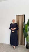 Bel Detaylı Taşlı Abaya -Lacivert