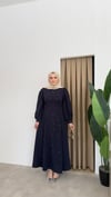 Bel Detaylı Taşlı Abaya -Lacivert