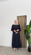Bel Detaylı Taşlı Abaya -Lacivert