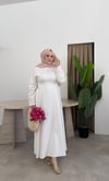 Bele Oturan Krep Elbise - Beyaz