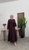 Bele Oturan Krep Elbise - Kahverengi