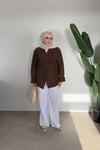 Bloom Bağlamalı Kimono Gömlek | Kahve