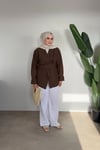 Bloom Bağlamalı Kimono Gömlek | Kahve