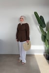 Bloom Bağlamalı Kimono Gömlek | Kahve