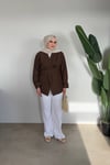 Bloom Bağlamalı Kimono Gömlek | Kahve