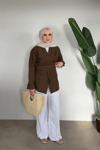 Bloom Bağlamalı Kimono Gömlek | Kahve