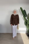 Bloom Bağlamalı Kimono Gömlek | Kahve