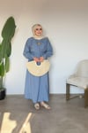 Çiçek Aksesuarlı Modal Elbise | İndigo