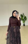 Çizgili Bilek Droplu Bluz | Kahverengi 