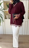 Dantel Detaylı Tunik - Bordo