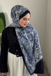 Desenli Pamuk Şal | Mavi