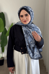 Desenli Pamuk Şal | Mavi