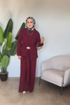 Gold Aksesuar Detaylı Takım | Bordo